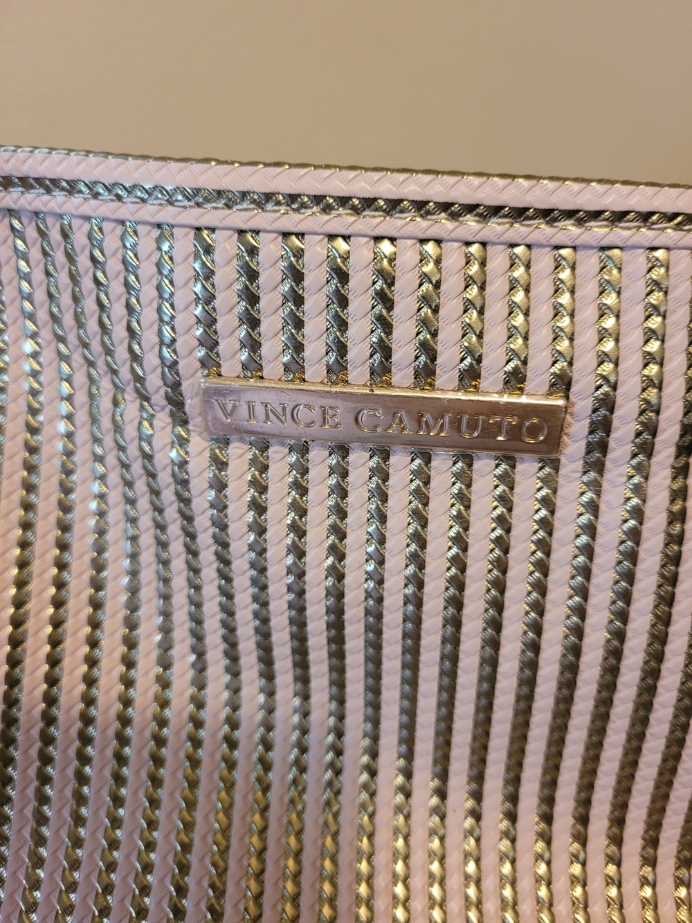 Vince Camuto Blush Pink and Gold Oversized Makeup Bag 13"x8"